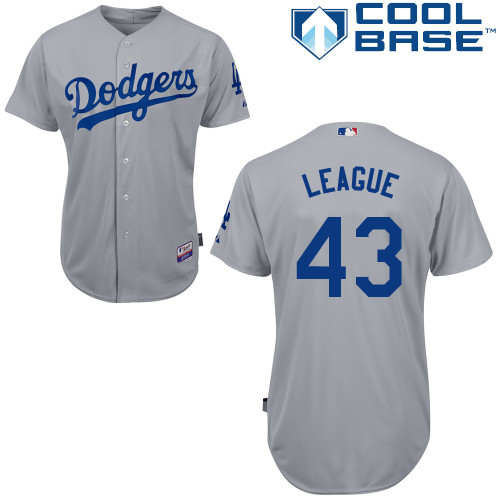 Brandon League #43 MLB Jersey-L A Dodgers Men's Authentic 2014 Alternate Road Gray Cool Base Baseball Jersey